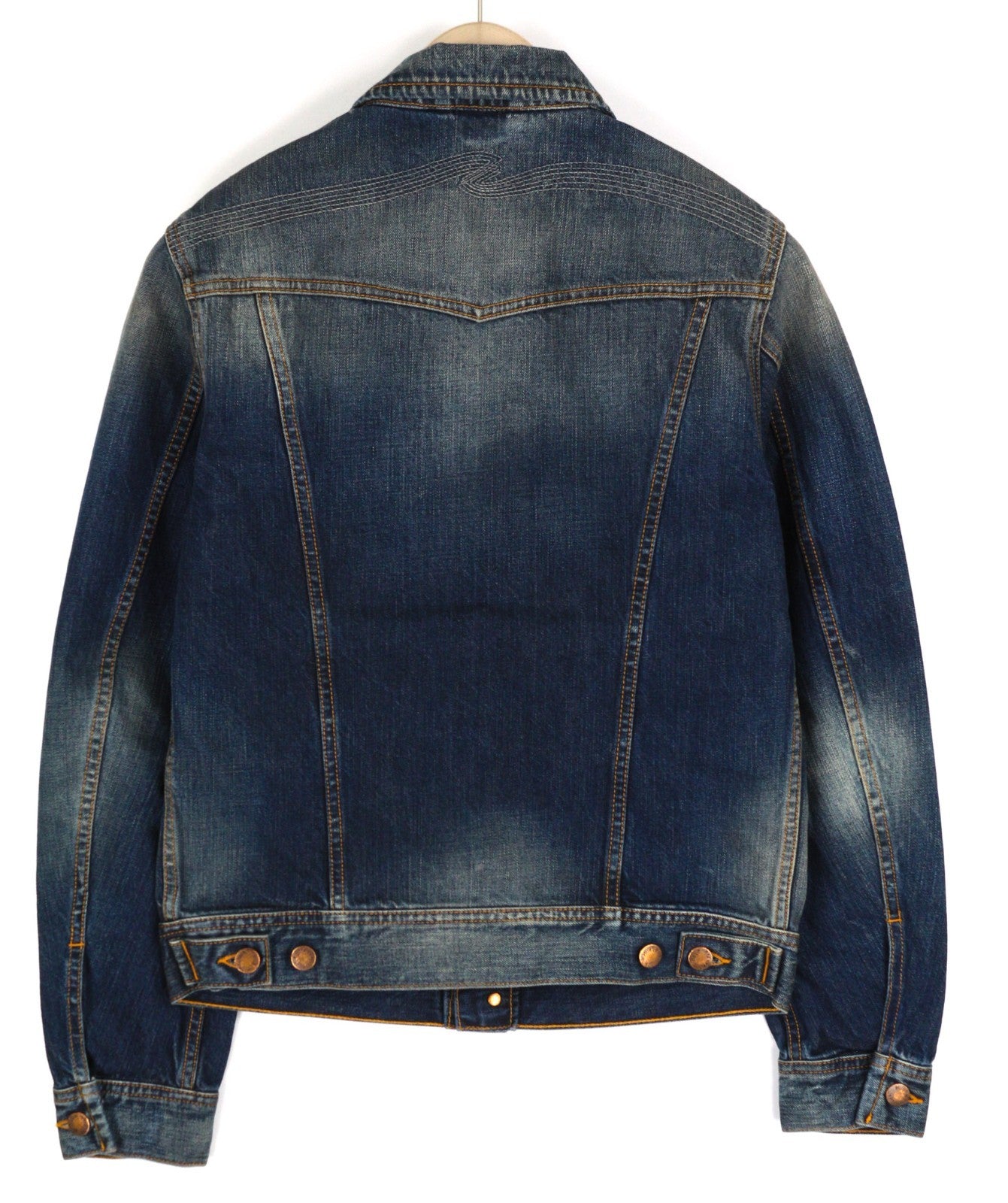 NUDIE JEANS Conny Men's Jacket S Organic Night Rain Buttoned Polo Washed Denim