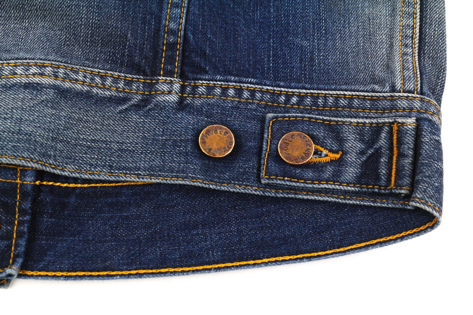 NUDIE JEANS Conny Men's Jacket S Organic Night Rain Buttoned Polo Washed Denim