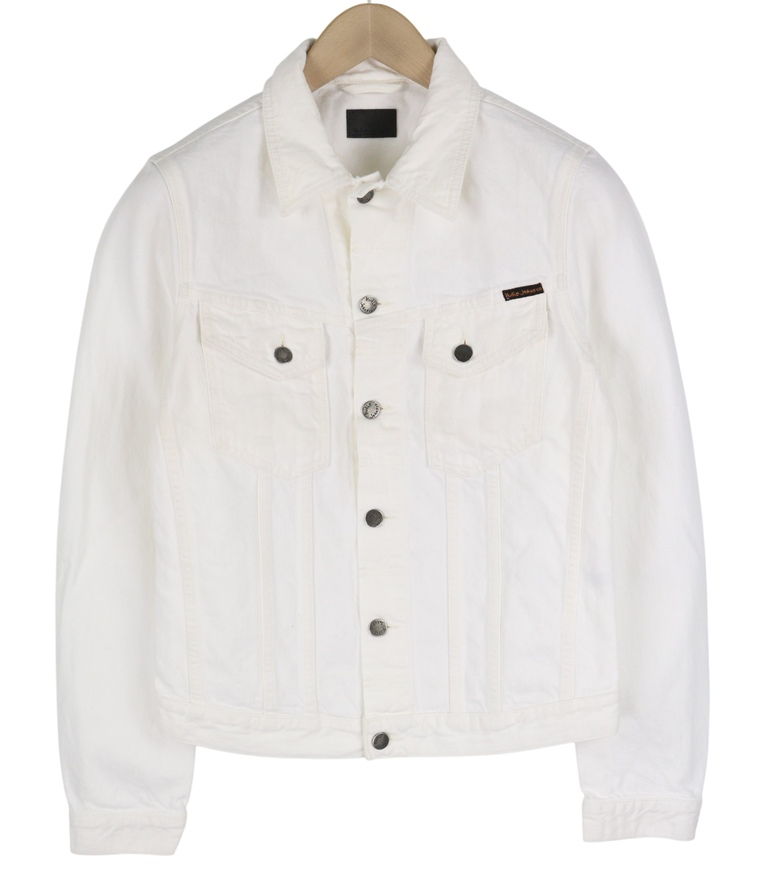 NUDIE JEANS Perry Men's Jacket S Organic White Buttoned Polo Denim Logo