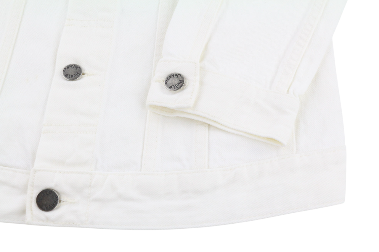 NUDIE JEANS Perry Men's Jacket S Organic White Buttoned Polo Denim Logo