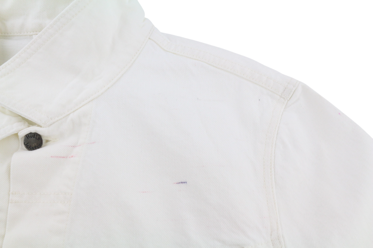 NUDIE JEANS Perry Men's Jacket L Organic White Buttoned Polo Denim Logo