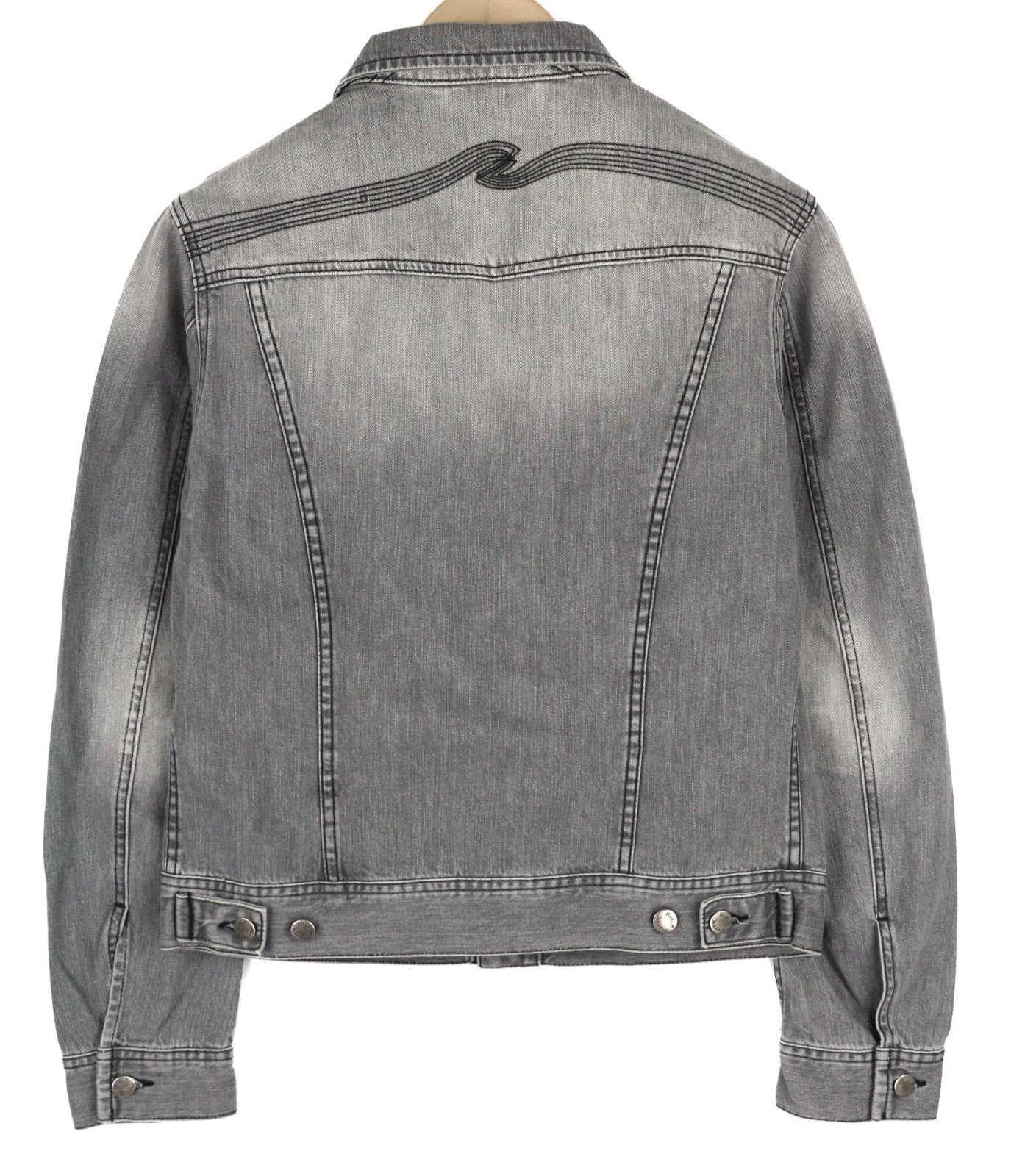 NUDIE JEANS Conny vyriška striukė XS dydžio, balintos juodos spalvos, pilka, polo marškinėliai su sagomis 