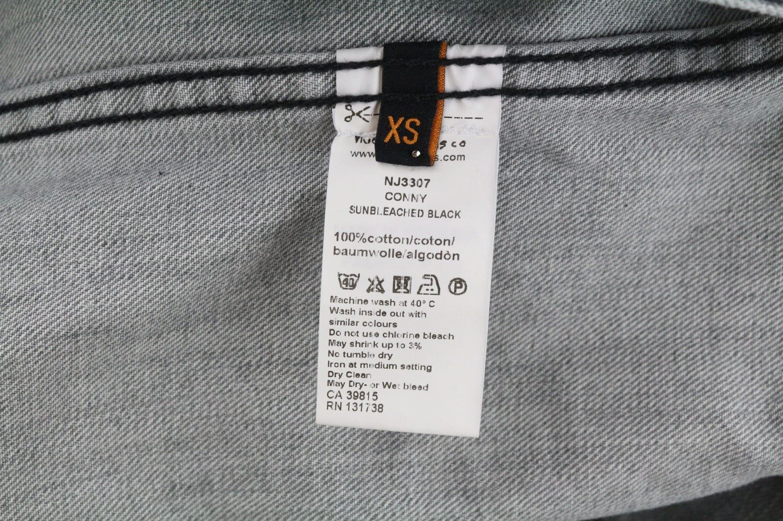NUDIE JEANS Conny vyriška striukė XS dydžio, balintos juodos spalvos, pilka, polo marškinėliai su sagomis 