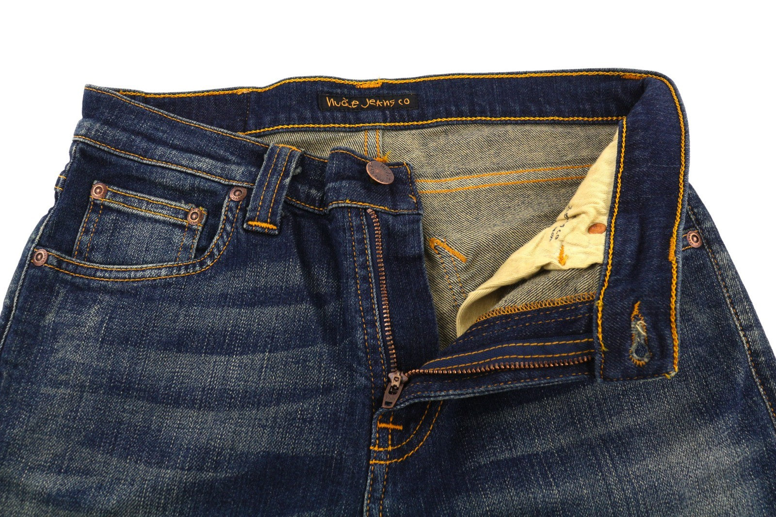 NUDIE JEANS Tube Tom Men's Jeans W28/L34 Golden Indigo Slim Fit Washed Blue