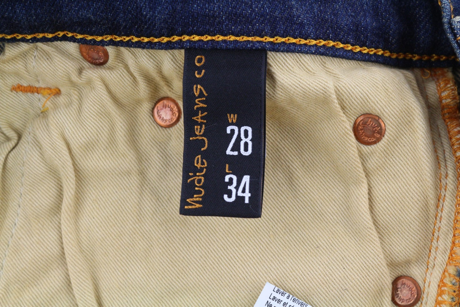 NUDIE JEANS Tube Tom Men's Jeans W28/L34 Golden Indigo Slim Fit Washed Blue