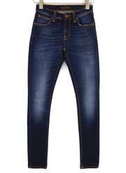 NUDIE JEANS Skinny Lin Women's Jeans W26/L32 Deep Worn Dark Zip Washed Denim