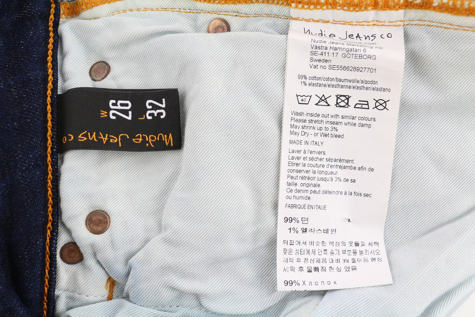 NUDIE JEANS Skinny Lin Women's Jeans W26/L32 Deep Worn Dark Zip Washed Denim