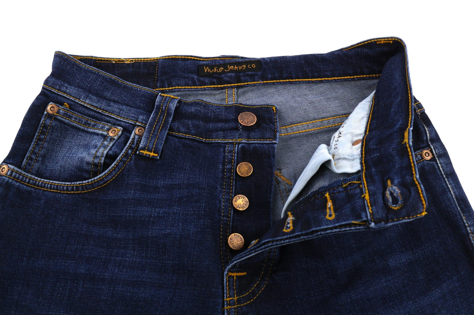 NUDIE JEANS Grim Tim vyriški džinsai W29/L32 Crosshatch Worn In Organic Washed Logo 