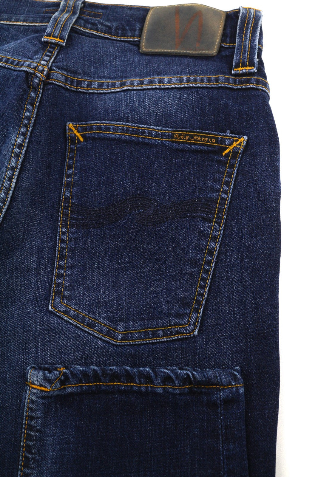 NUDIE JEANS Grim Tim vyriški džinsai W29/L32 Crosshatch, dėvėti organiniame skalbinyje 