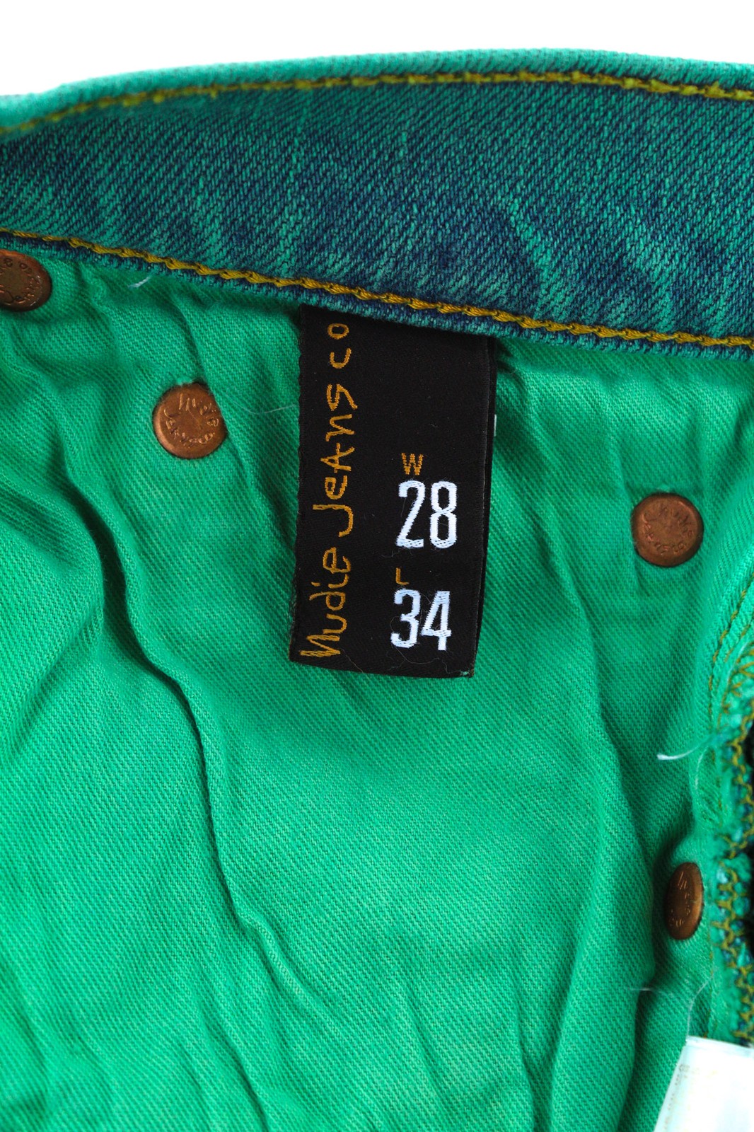 NUDIE JEANS High Kai Men's Jeans W28/L34 Organic Icon Green Slim Fit Denim