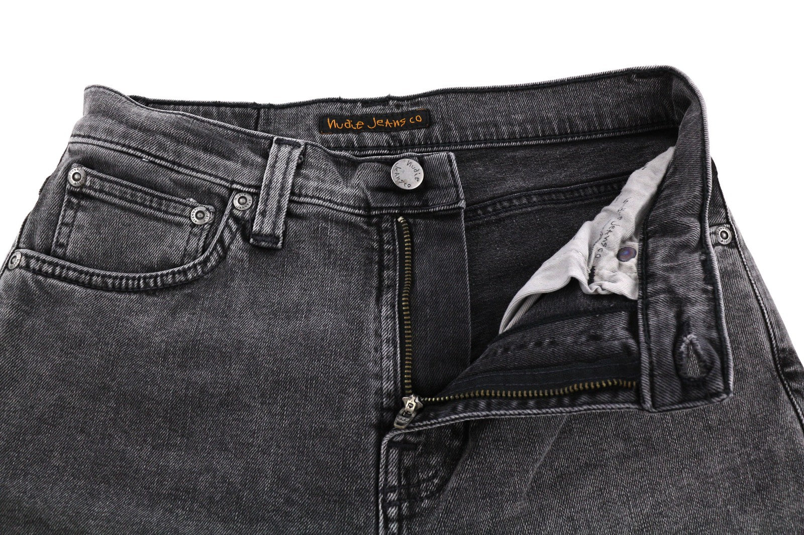 NUDIE JEANS Pipe Led Men's Jeans W28/L32 Grey Marble Organic Slim Washed Denim