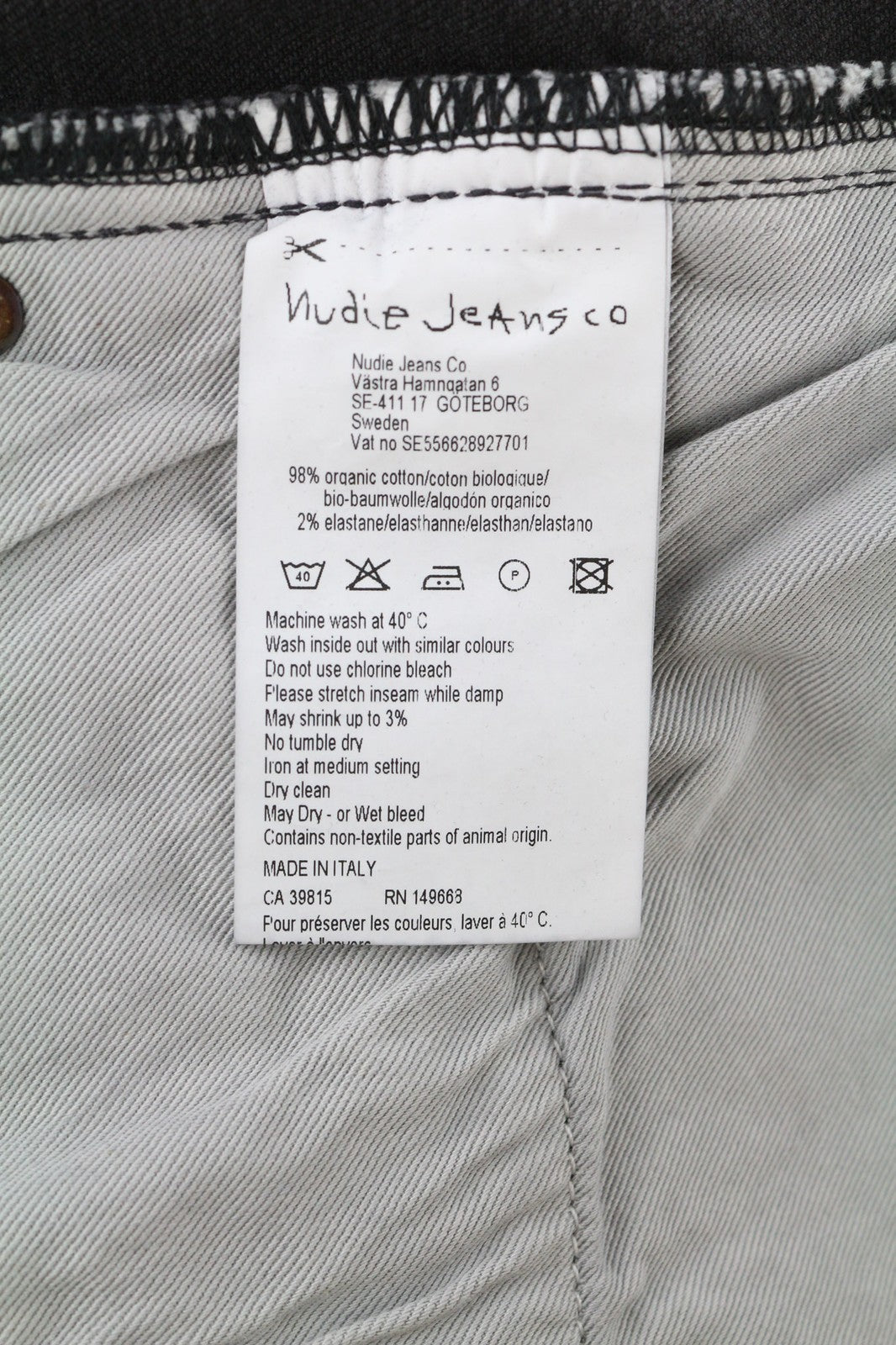 NUDIE JEANS Pipe Led moteriški džinsai W27/L30 Dėvėti juodi ekologiški ploni džinsai 