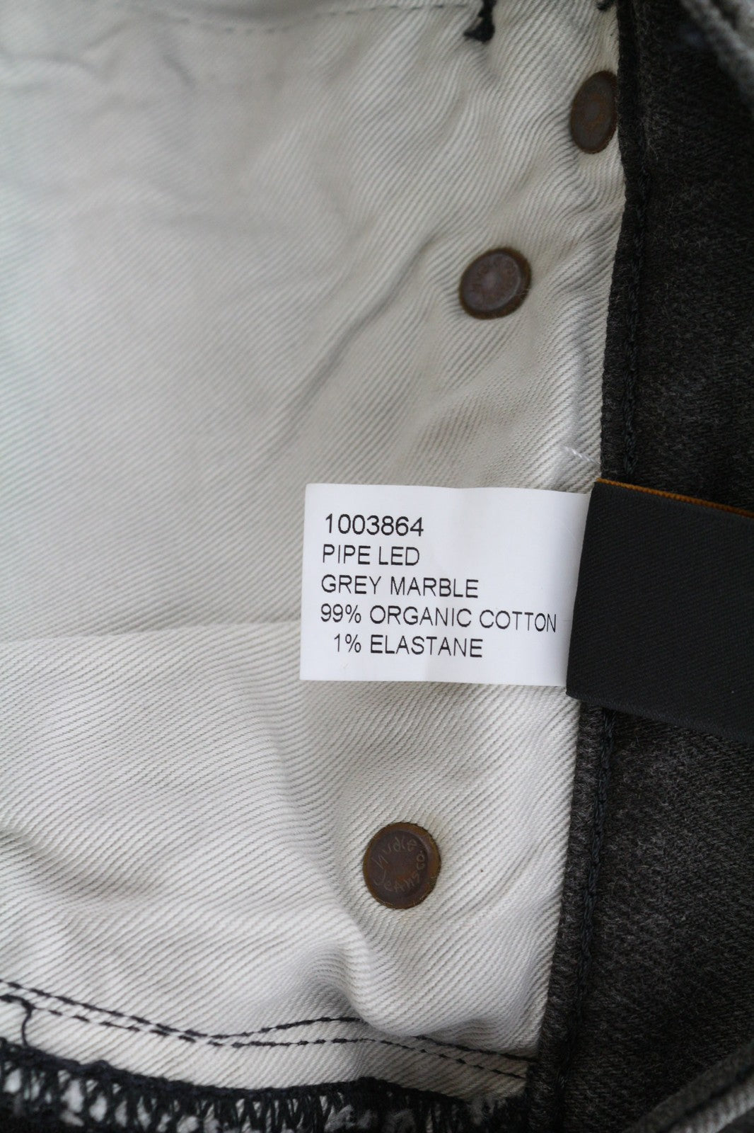 NUDIE JEANS Pipe Led Men's Jeans W28/L32 Grey Marble Organic Slim Fit Faded