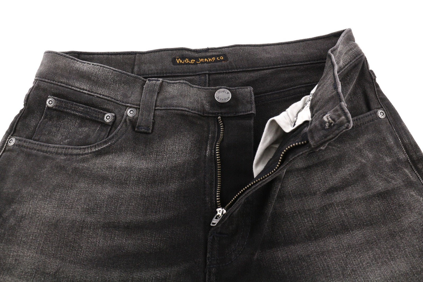 NUDIE JEANS Pipe Led vyriški džinsai W30/L30 pilko marmuro, organinio plonumo, skalbto efekto 