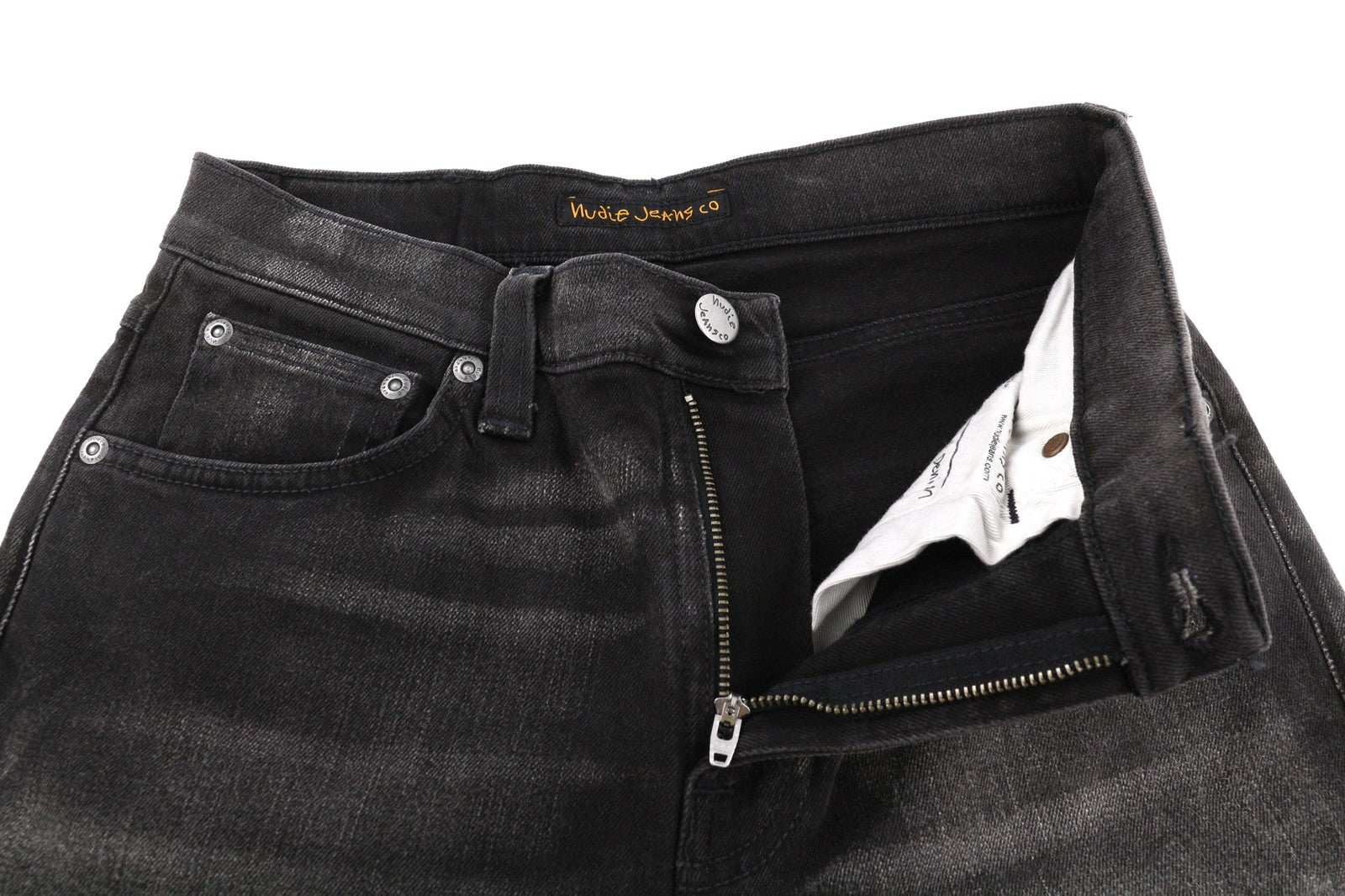 NUDIE JEANS Pipe Led vyriški džinsai W28/L30 pilko marmuro, organinio plonumo, skalbto efekto 