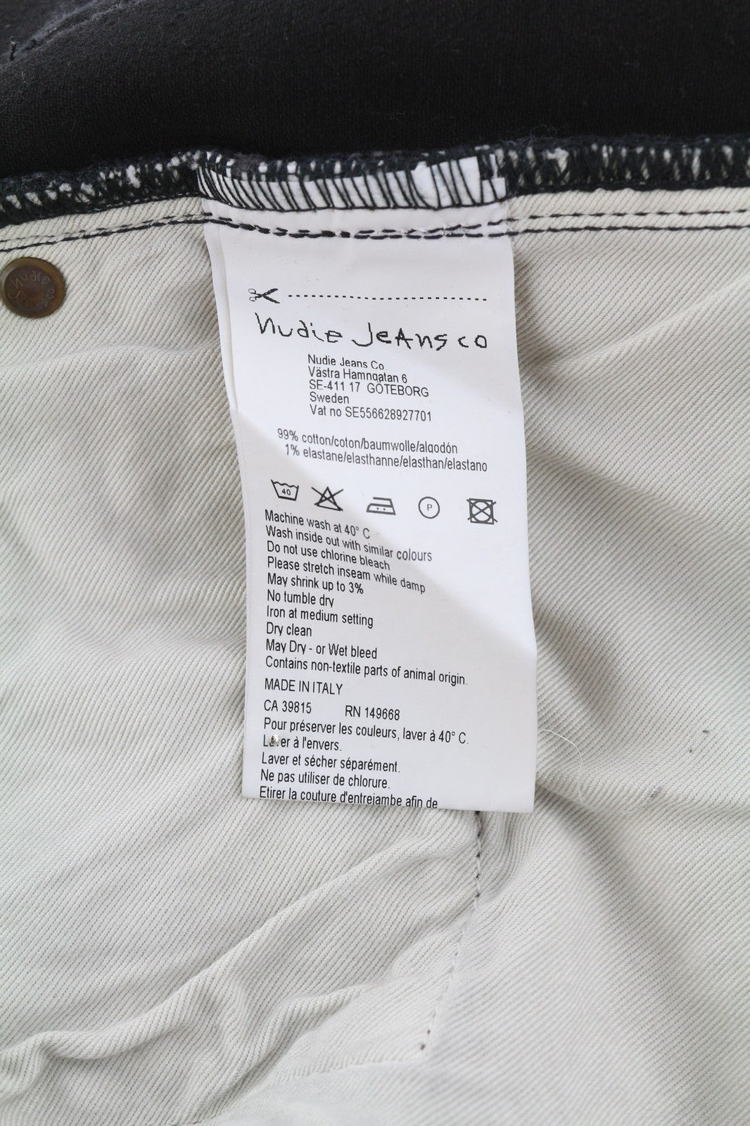 NUDIE JEANS Pipe Led vyriški džinsai W28/L30 pilko marmuro, organinio plonumo, skalbto efekto 