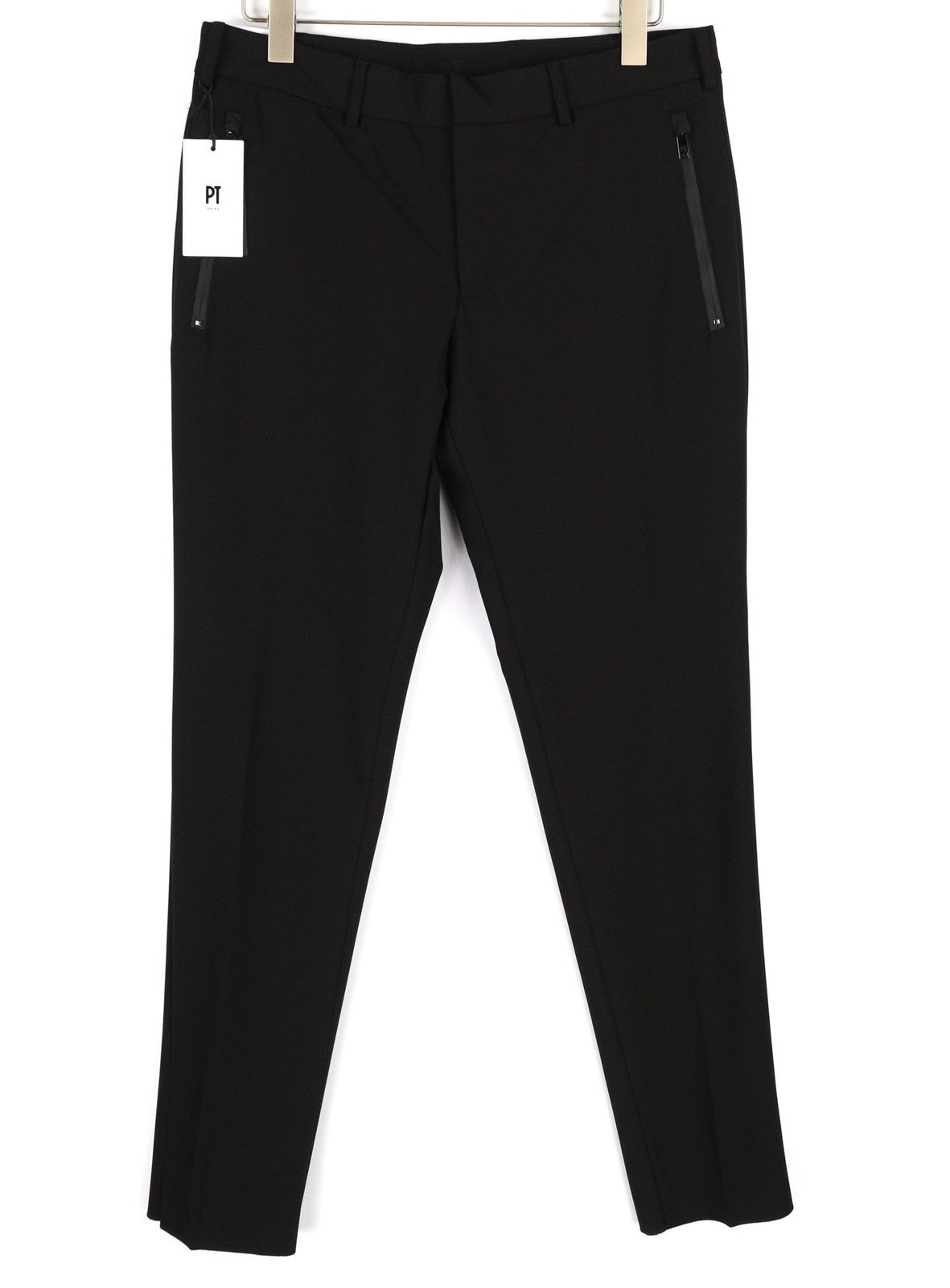 PT TORINO Lamda Men's Trousers 52 W33 Black Chino Slim Fit Unfinished Hem