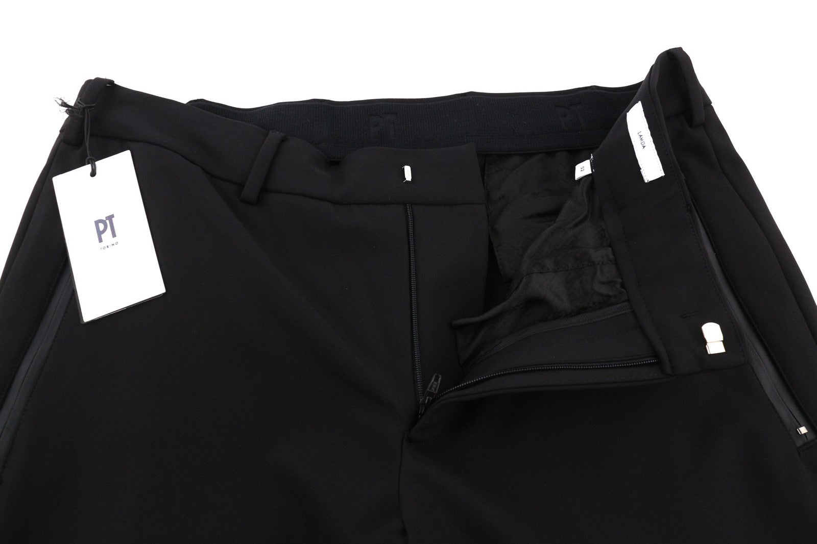 PT TORINO Lamda Men's Trousers 52 W33 Black Chino Slim Fit Unfinished Hem