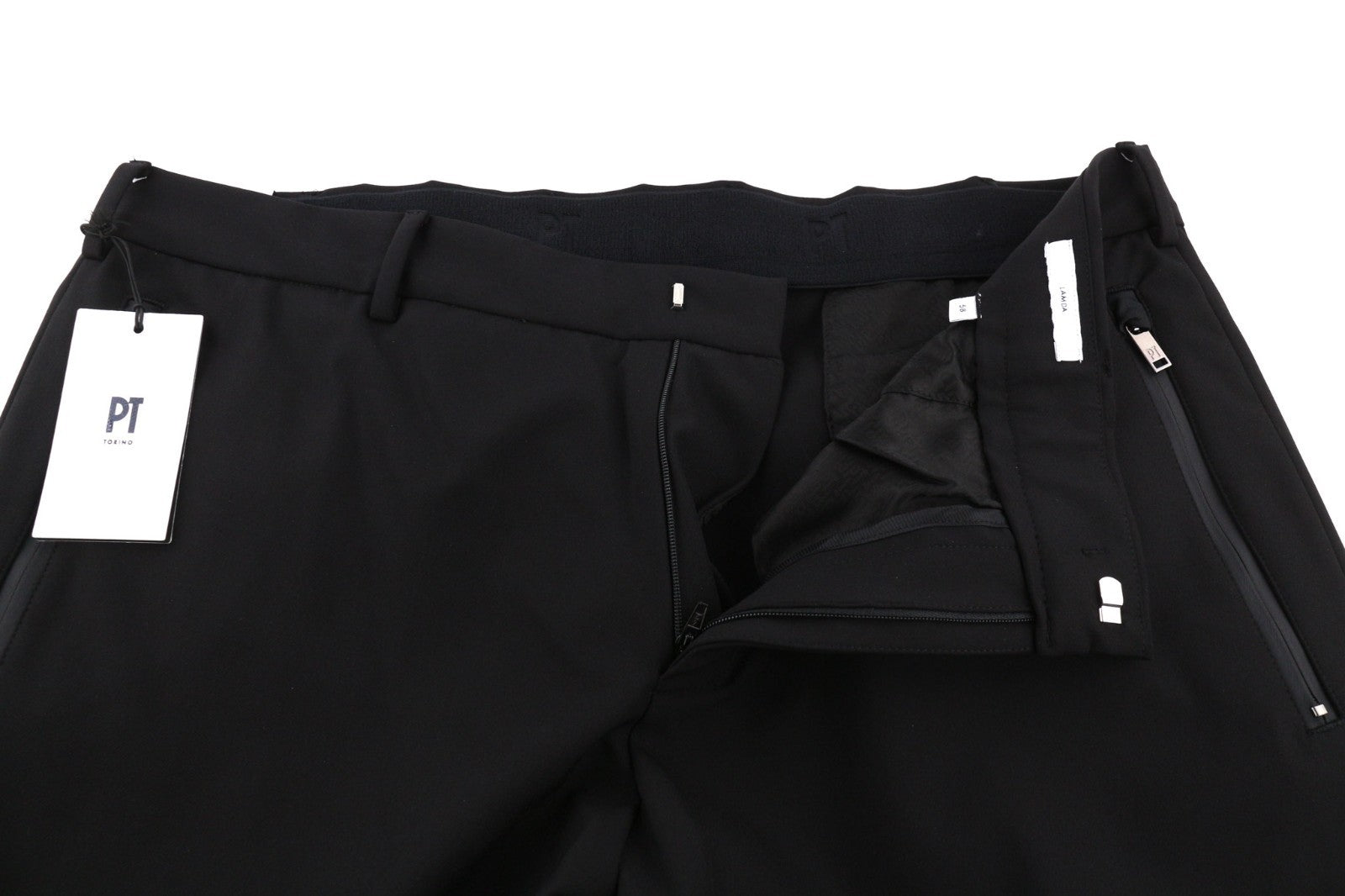 PT TORINO Lamda Men's Trousers 58 W38 Black Chino Slim Fit Unfinished Hem