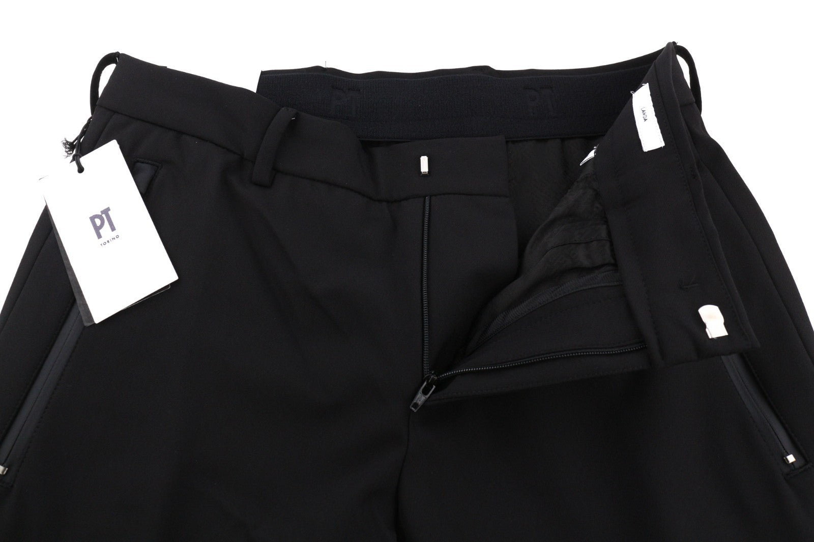 PT TORINO Lamda Men's Trousers 46 W29 Black Chino Slim Fit Unfinished Hem