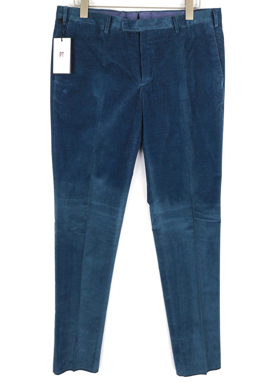 PT TORINO Men's Trousers 52 W36 Blue Corduroy Chino Skinny Fit Zipped Logo