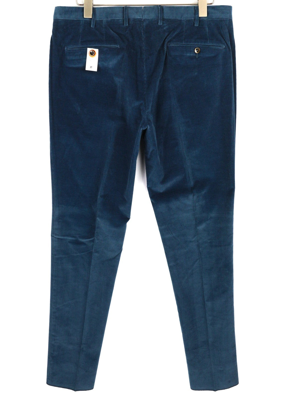 PT TORINO Men's Trousers 52 W36 Blue Corduroy Chino Skinny Fit Zipped Logo
