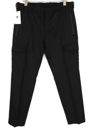 PT TORINO Lamda Men's Trousers 52 W35 Black Fleece Wool Cargo Zipped Pocket