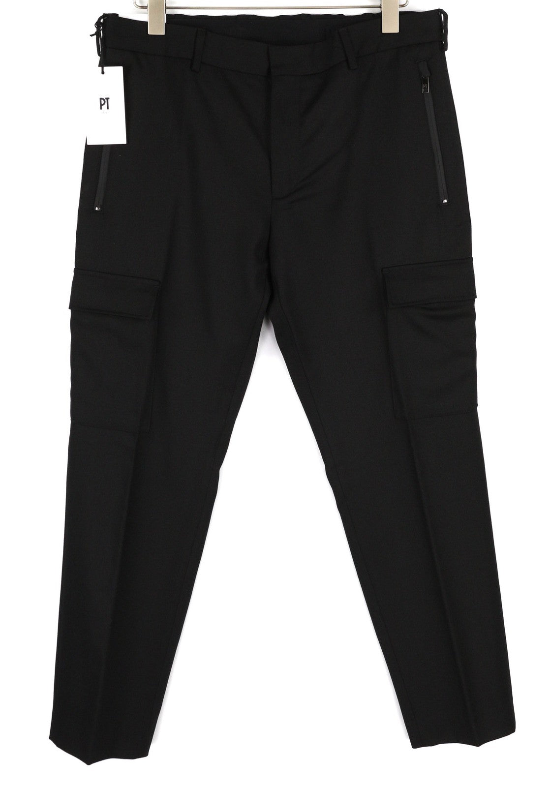 PT TORINO Lamda Men's Trousers 46 W31 Black Fleece Wool Cargo Zipped Pocket