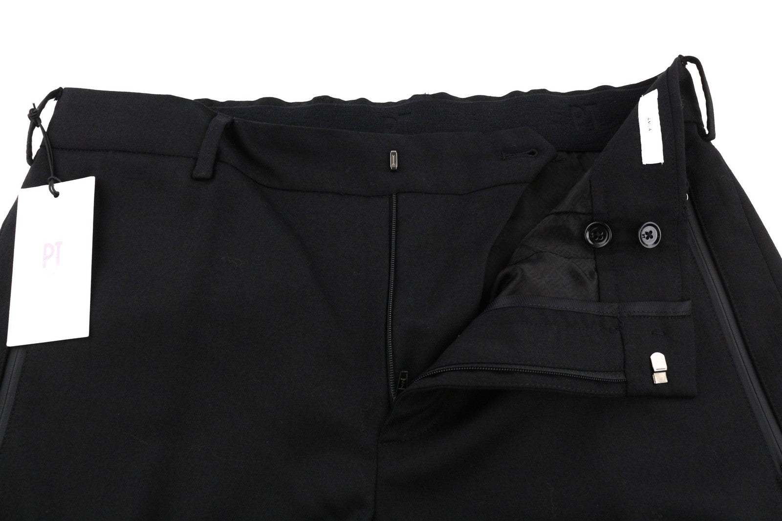 PT TORINO Lamda Men's Trousers 48 W33 Black Fleece Wool Cargo Zipped Pocket