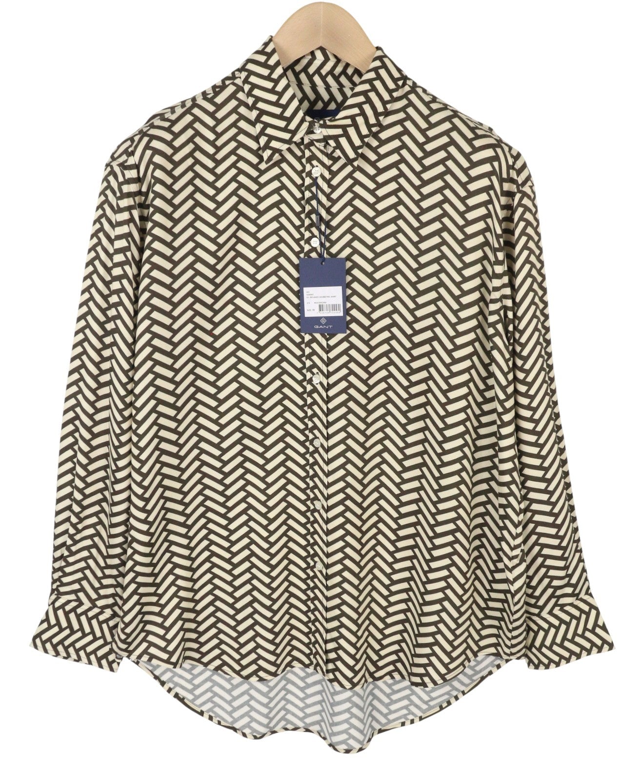 GANT Relaxed Geometric Women Shirt EU38 Rich Brown Oversized Loose Fit RRP150