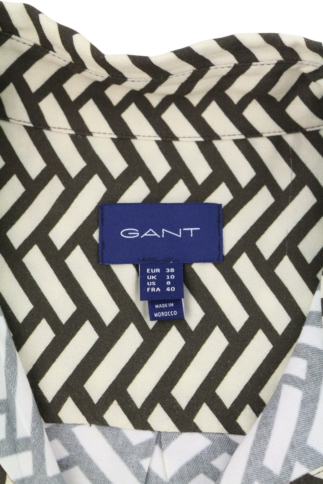 GANT Relaxed Geometric Women Shirt EU38 Rich Brown Oversized Loose Fit RRP150