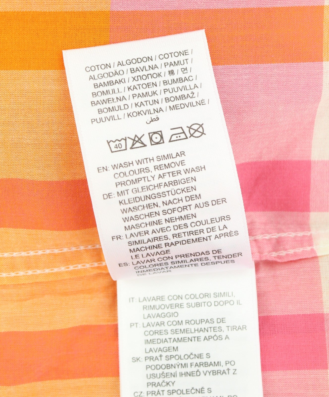 GANT Rel Wide Cuff Madras Women Shirt EU34 Preppy Pink Button-Down Neck Casual