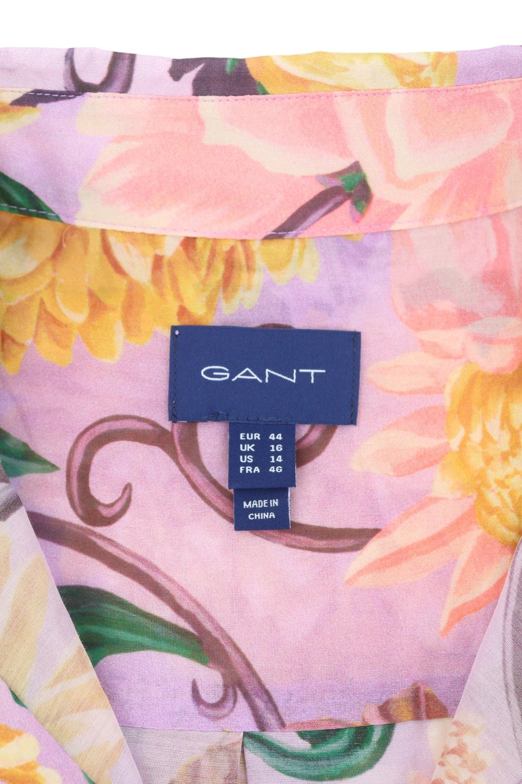 GANT OS Dahlia Print Cot Silk Women Shirt EU44 Crocus Purple Flower Print Thin