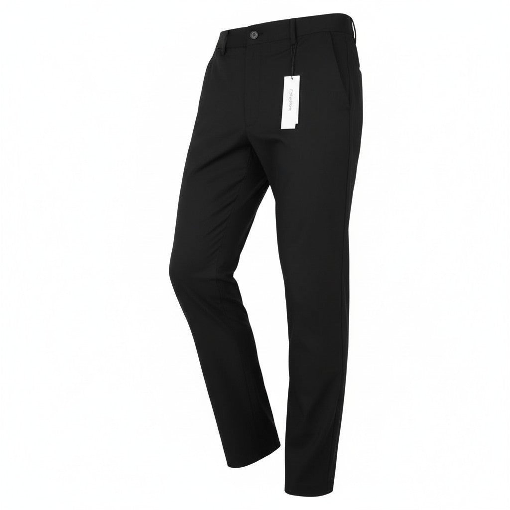 CALVIN KLEIN Tech Cotton Stretch Slim Men Trousers M Black Zip Fly Logo Chino