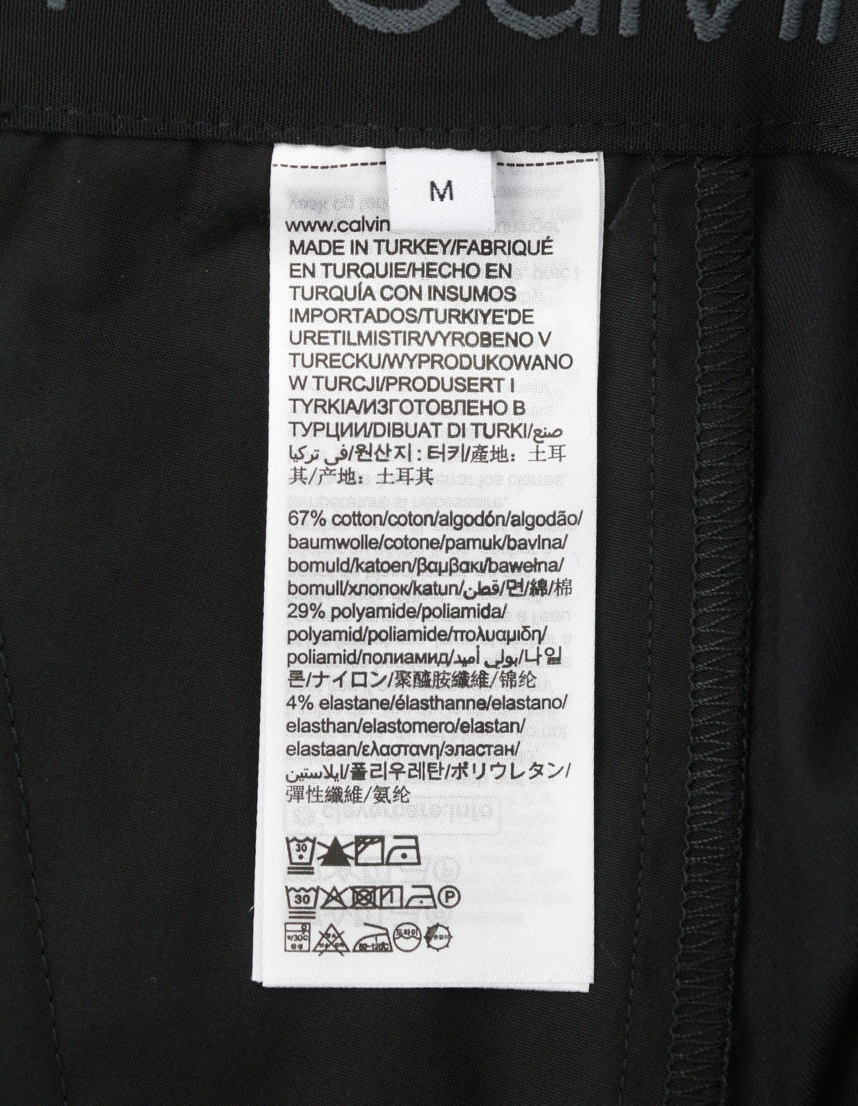 CALVIN KLEIN Tech Cotton Stretch Slim Men Trousers M Black Zip Fly Logo Chino