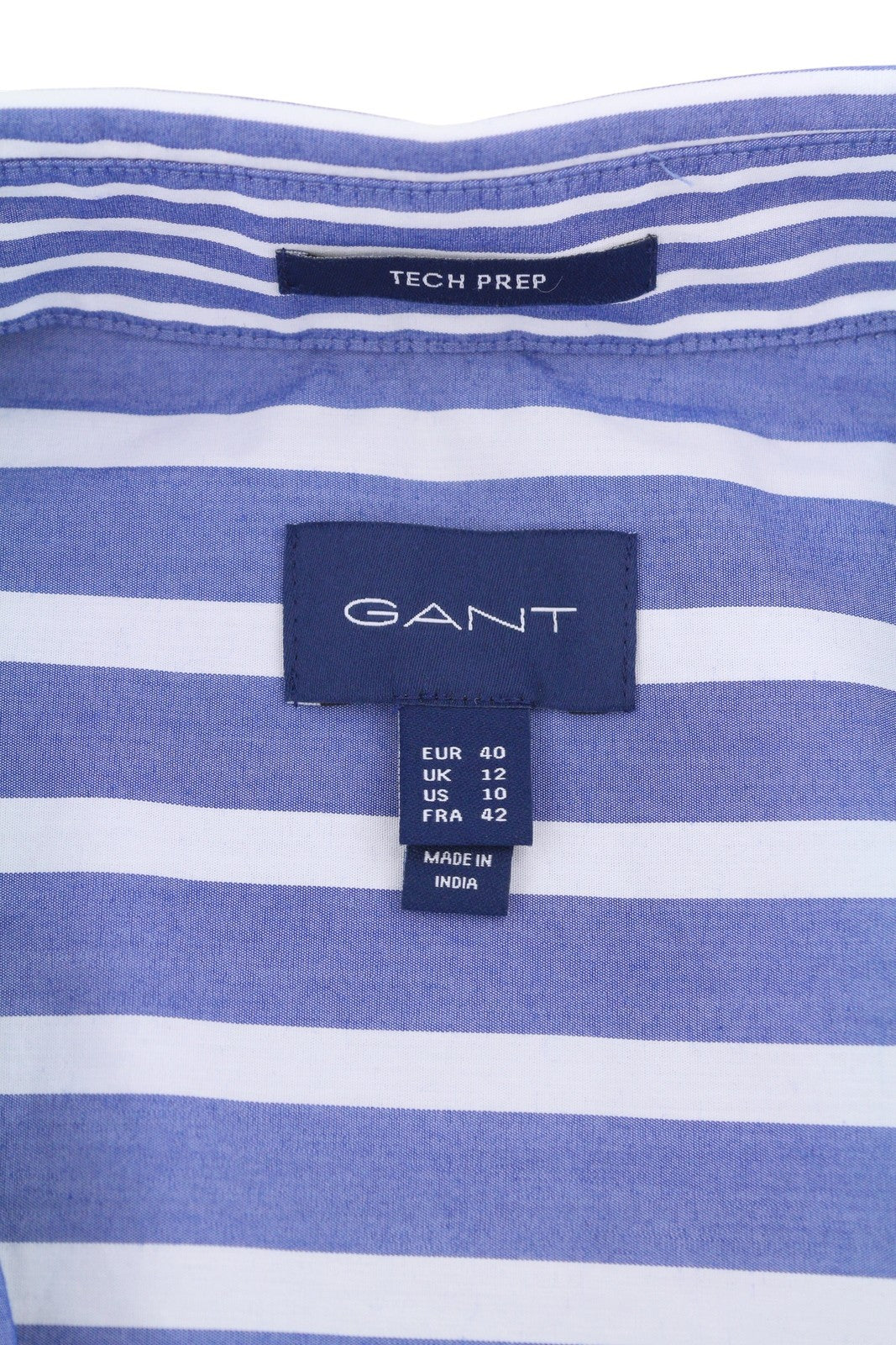 GANT Tech Prep Mix Stripe Women Shirt EU40 College Blue Belted Button-Down Neck