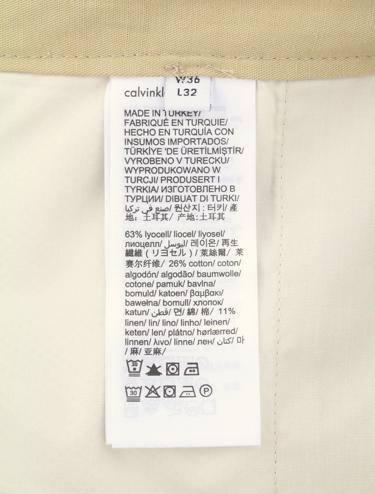 CALVIN KLEIN Piece Dyed Tencel Tapered Men Trousers W36/L32 Cropped Relaxed