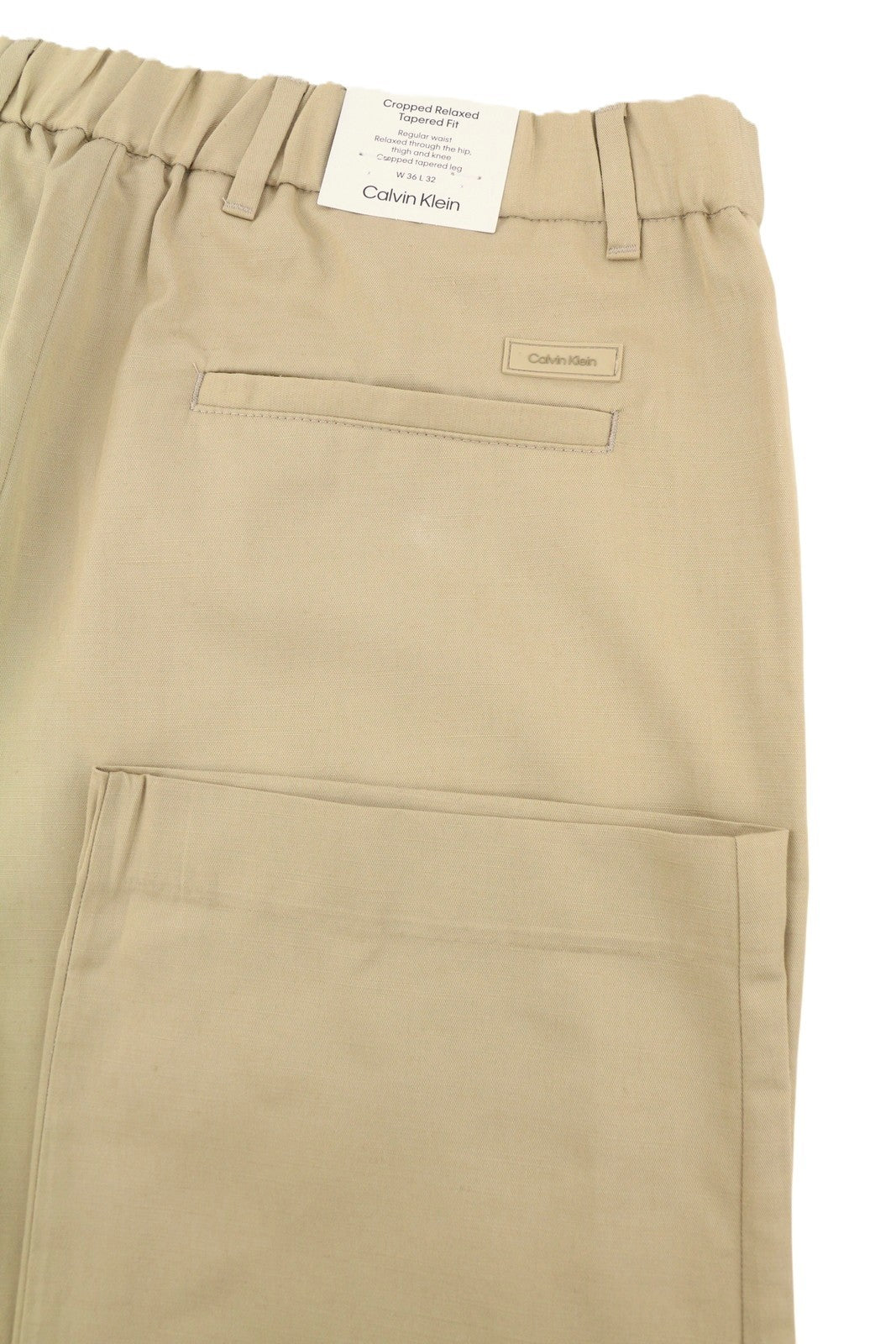 CALVIN KLEIN Piece Dyed Tencel Tapered Men Trousers W36/L32 Cropped Relaxed