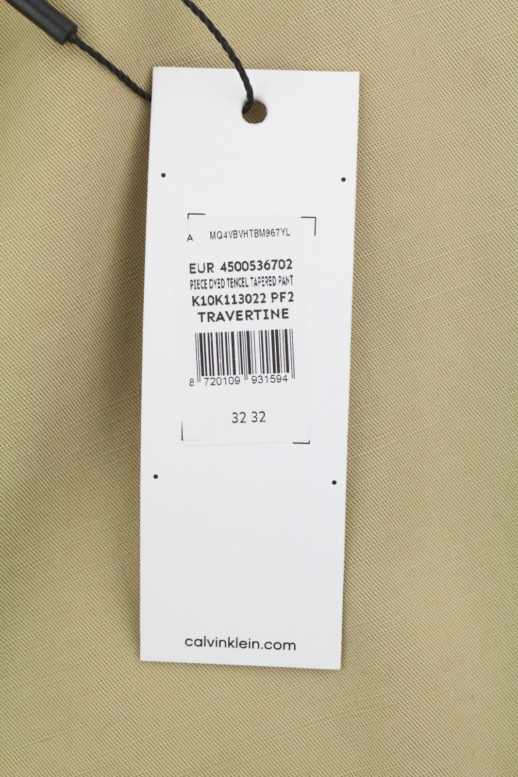 CALVIN KLEIN Piece Dyed Tencel Tapered Men Trousers W32/L32 Cropped Relaxed