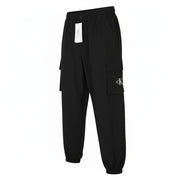 CALVIN KLEIN Utility Cotton Pop Men Trousers S Black Elastic Waist Logo Cargo