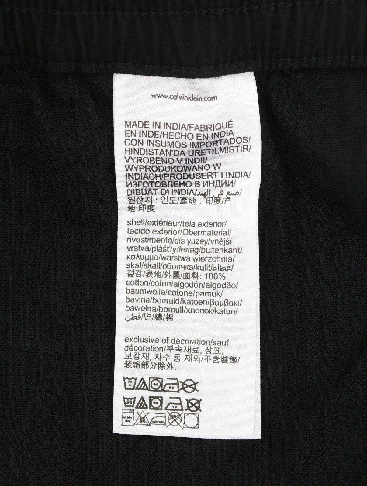 CALVIN KLEIN Utility Cotton Pop Men Trousers S Black Elastic Waist Logo Cargo