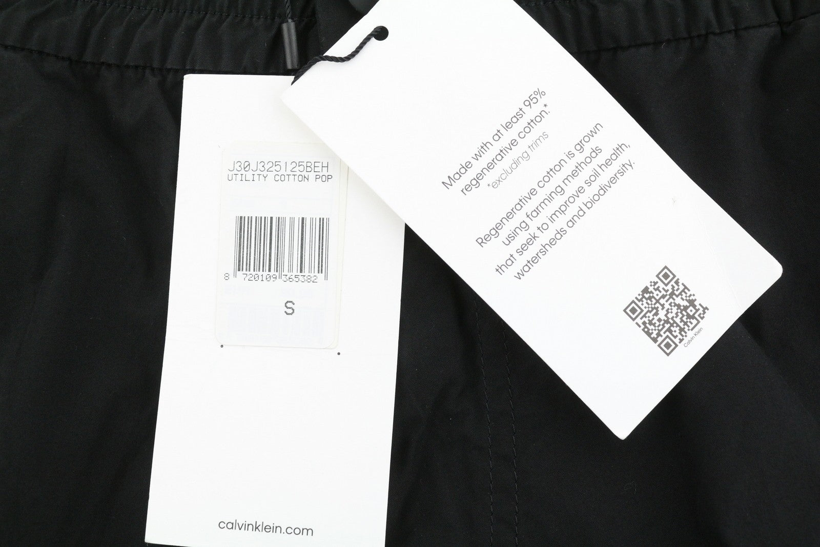 CALVIN KLEIN Utility Cotton Pop Men Trousers S Black Elastic Waist Logo Cargo