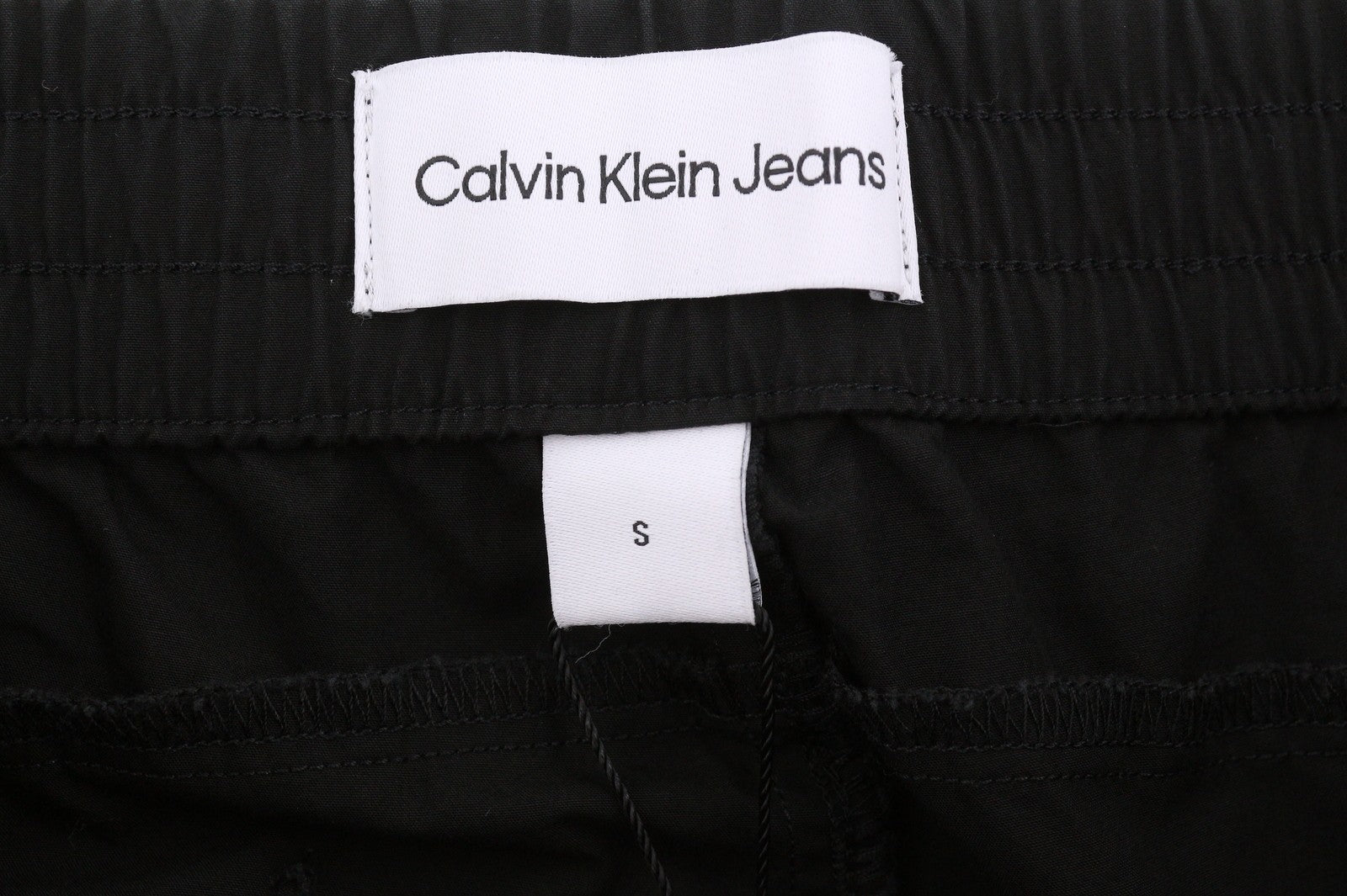 CALVIN KLEIN Utility Cotton Pop Men Trousers S Black Elastic Waist Logo Cargo