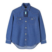 GANT Relaxed Denim Women Shirt EU32 Indigo Western Snap Buttons Spread Neck