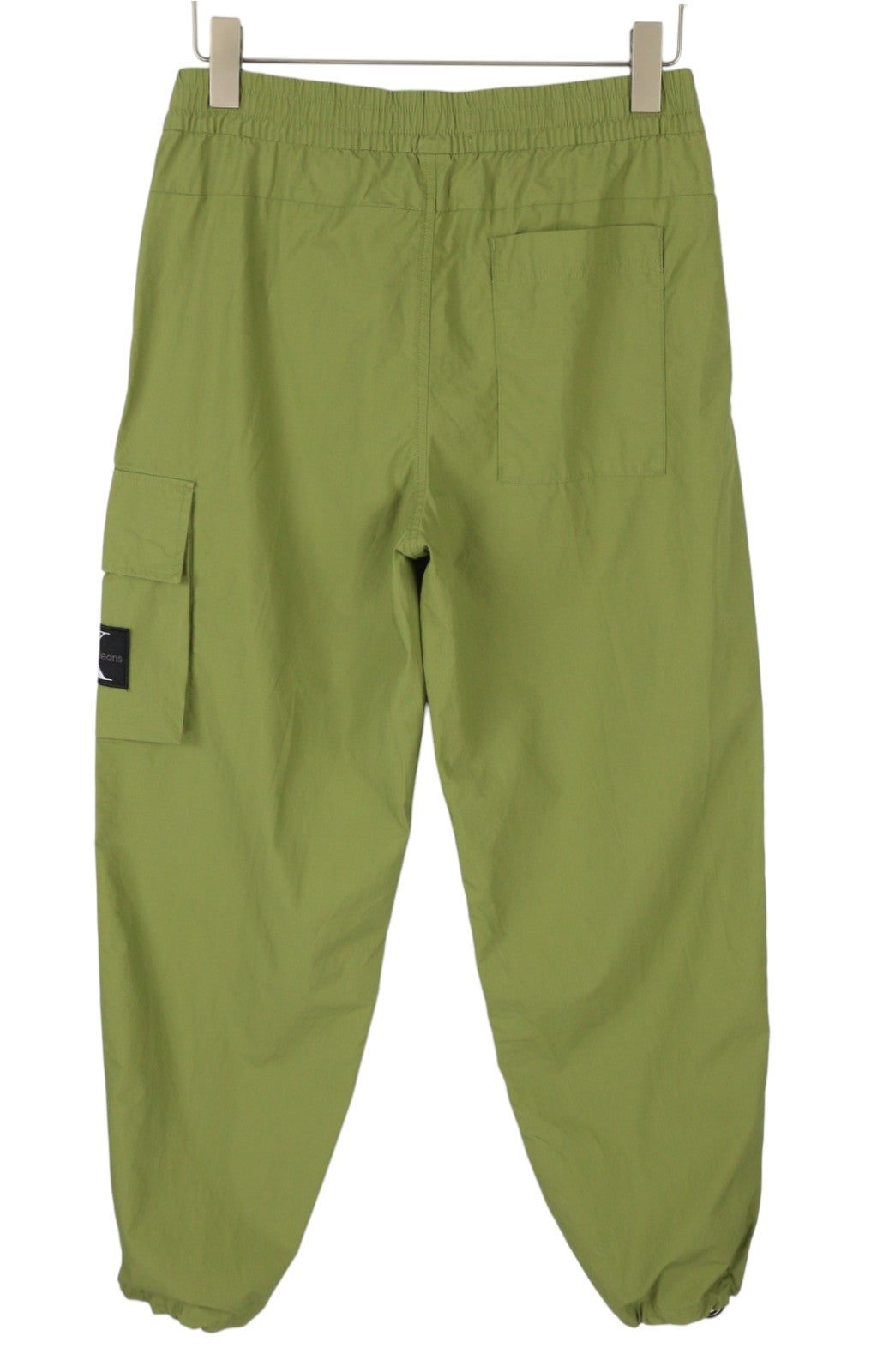 CALVIN KLEIN Utility Cotton Pop Men Trousers S Green Elastic Waist Logo Cargo