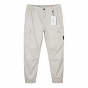 CALVIN KLEIN vyriškos tiesios krovininės kelnės L dydžio, šviesiai pilkos, su elastingu juosmeniu ir logotipu 