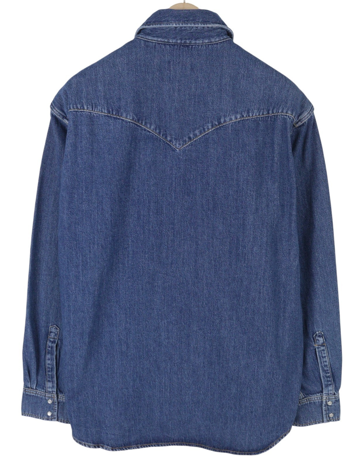 GANT Rel Denim Western Town Men Shirt L Mid Blue Snap Buttons Relaxed RRP199