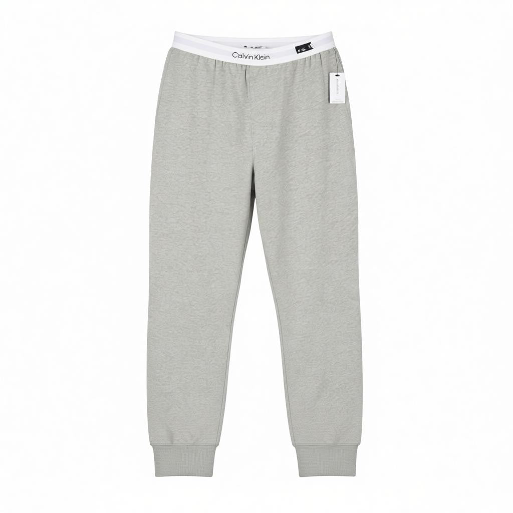 CALVIN KLEIN Sleepwear Jogger Men Trousers M Grey Melange Elastic Waist Tricot