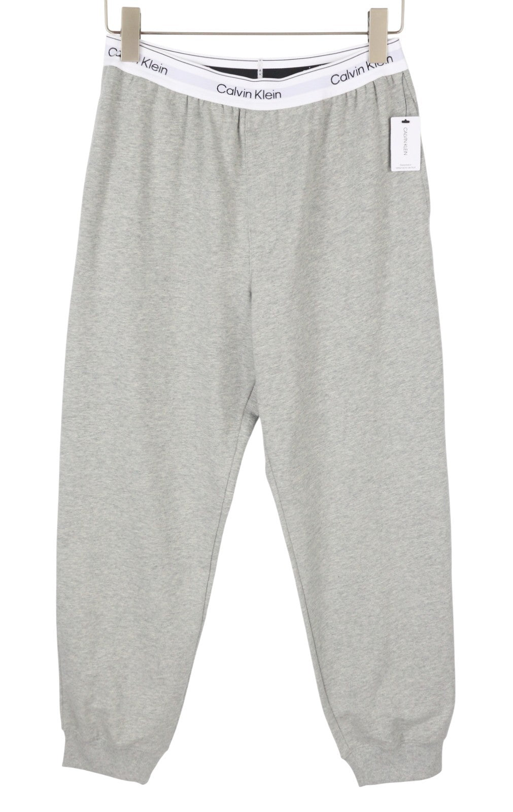 CALVIN KLEIN Sleepwear Jogger Men Trousers M Grey Melange Elastic Waist Tricot
