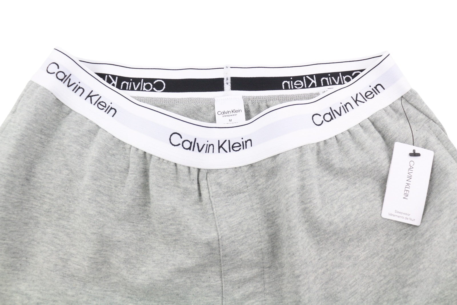 CALVIN KLEIN Sleepwear Jogger Men Trousers M Grey Melange Elastic Waist Tricot